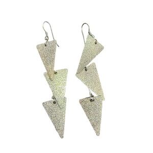 Gold Tone Textured Geometric Dangle Punk Rocker Fun Earrings